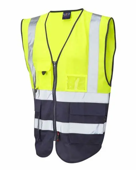 [VEST-0088] Safety Vest c/w 5 front pockets (Colour: Yellow/Navy Blue) (S)