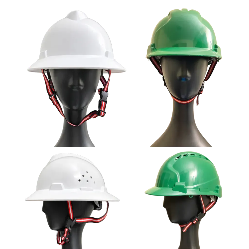 [HEAD-0049] Safety Helmet with Chinstrap - Plain (Full brim, Vented, White)