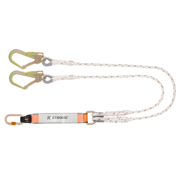 Essential Twin 12mm twisted rope lanyard 1.8m with Karabiner at one end & Snap Hook at other end