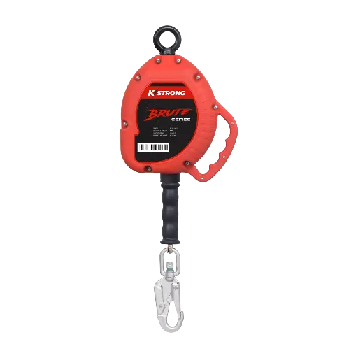 [AFS510010SS] BRUTE Retractable Fall Arrester Stainless Steel Wire (10m) with SS Swivel Snap Hook at Attachment end inc Tag Line & SS Karabiner