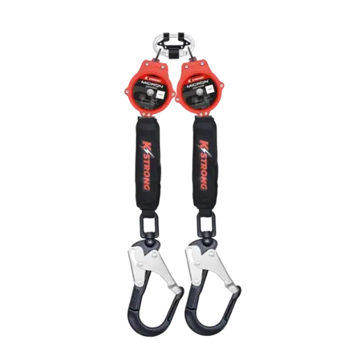 [AFS550028D] Twin Micron Retractable Lanyards c/w  ANSI Aluminum Swivel Scaffold Hook & Karabiner connector